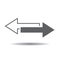 Gray arrow icon. Indicates the right left direction. Design sign forward back. Jpeg illustration