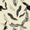 Gray Banana Decor. Seamless Foliage. Tropical Decor. Pattern Jungle. Watercolor Leaves.Floral Decor.Summer Print.Fashion Palm.Exot