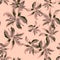 Gray Banana Leaf Foliage. Pink Isolated Textile. Seamless Backdrop. Pattern Backdrop. Watercolor Textile. Tropical Backdrop. Botan