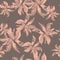 Gray Banana Leaf Painting. Coral Tropical Wallpaper. Pink Watercolor Print. Seamless Print. Floral Painting. Pattern Jungle. Botan