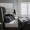 Gray bedroom with window blinds