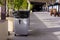 Gray bin for general waste at bus terminal