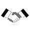 Gray and black handshake icon, flat style. Vector illustration.