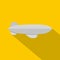 Gray blimp aircraft flying icon, flat style