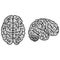 Gray brain fingerprint silhouettes