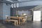 Gray brick modern dining room, poster