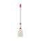 Gray broom on a long handle. Vector illustration on white background.