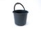 Gray bucket made of plastic for various purposes on a white background.