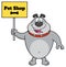 Gray Bulldog Cartoon Mascot Character Holding A Sign With Text Pet Shop