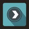 Gray button with whire arrow icon, flat style