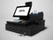 Gray cash register with cashback technology 30 percent for supermarket 3d render on gray background with shadow