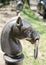 Gray Cast Iron Horse hitching post in New Orleans