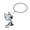 Gray cat thinks bubble cartoon illustration