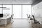 Gray ceiling panoramic open space office