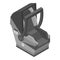 Gray child car seat icon, isometric style