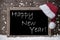 Gray Christmas Card, Blackboard, Happy New Year, Snow
