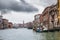 Gray clouds over Grand Canal in Venice in rain