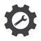 Gray cogwheel setting and wrench vector. Settings icon.
