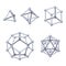 Gray colored Platonic solids 3D over white