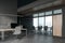 Gray conference room interior in modern office