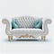 Gray Cozy Sofa Isolated. Two-Seater Loveseat with Upholstery Seat & Spread Throw Pillows. Modern Upholstered Couch with