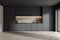 Gray cupboards in white kitchen interior