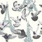 Gray doves in Paris seamless pattern vector illustration