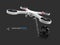 A Gray drone quadrocopter locked on chains for weight, 3d Illustration black