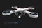 A Gray drone quadrocopter locked for use, 3d Illustration isolated black