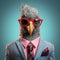 Gray Eagle: A Satirical Portrait Of A Bird In A Suit And Glasses