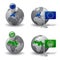 Gray Earth globes with designation of European Union and Arab League countries