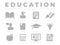 Gray Education Icon Set. Literature, Learning, Certificate, Creativity, Professor, Book, Student, Ideas, Break, Calculation,