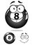 Gray eight pool ball character