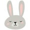 The gray face of a hare. Hare for the design of the children`s room, banners, postcards