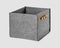 Gray felt storage organizer box with leather handles and buckles
