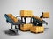 Gray forklifts loading boxes through conveyor 3d render on gray background with shadow