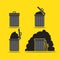 Gray garbage bin icon empty and full - mobile & web icon