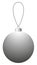 Gray glass Christmas ball on the string isolated on a white background.