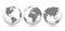 Gray globes with continents - vector