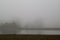 Gray Gloomy Foggy Lake Landscape Background