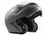 Gray, glossy motorcycle helmet