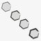 Gray grunge hexagon set. Diagonal arrangement. Abstract geometric figure. Ink art. Vector illustration. Stock image.
