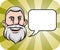 Gray haired bearded face with speech bubble