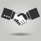 Gray Hand shake icon on background. Modern simple flat handshake sign. Business agree, internet con