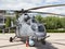 Gray helicopter at an airshow in Kubinka