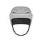 Gray helmet for player of ice hockey, front view. Sports safety equipment. Solid protective headgear. Flat vector design