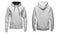 Gray hoodie, sweatshirt mockup, isolated on white background