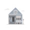 Gray house. Flat. vector illustration.