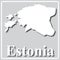 Gray icon with white silhouette of a map Estonia