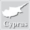 Gray icon with white silhouette of a map and the inscription Cyprus